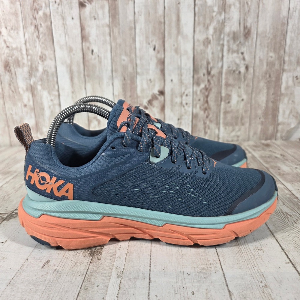Hoka One One Challenger ATR 6 Women 7 Teal Cantaloupe Trail Shoes 1106512